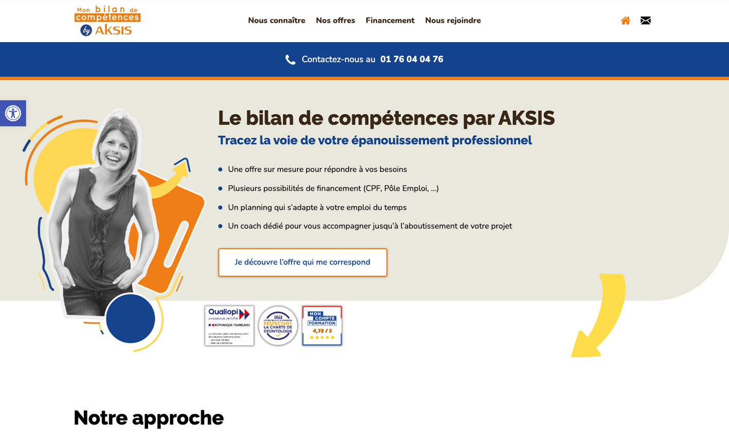 acceuil site mon bilan de compétences by AKSIS