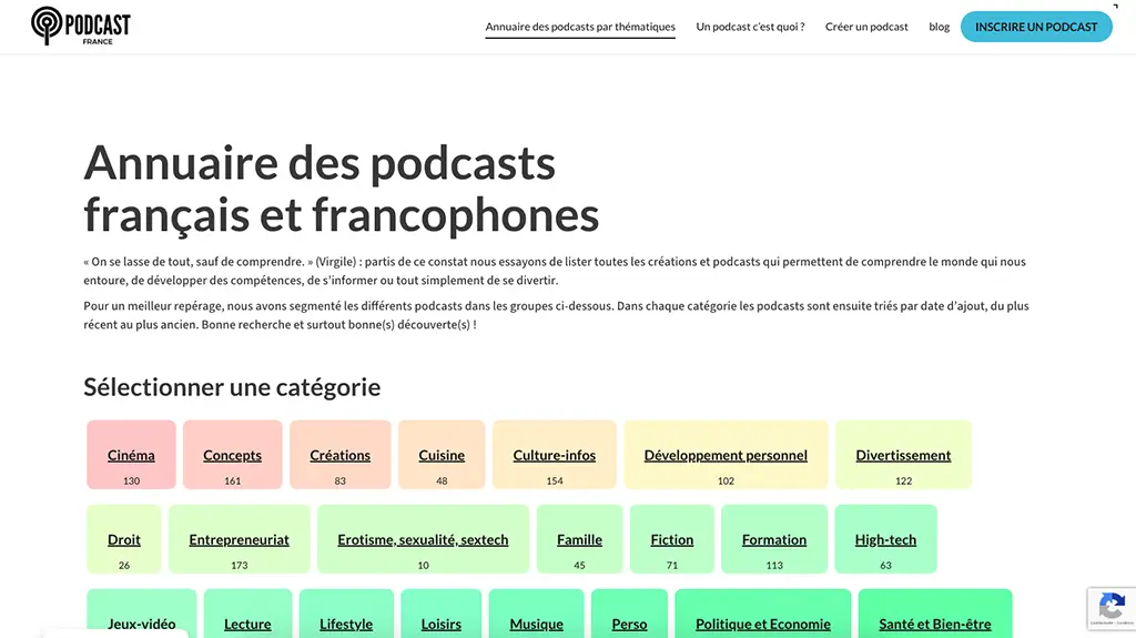 capture écran projet Podcast France